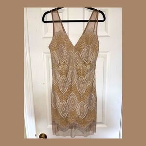 Beige and White Lace Flower Dress Beige and White Lace Flower Dress